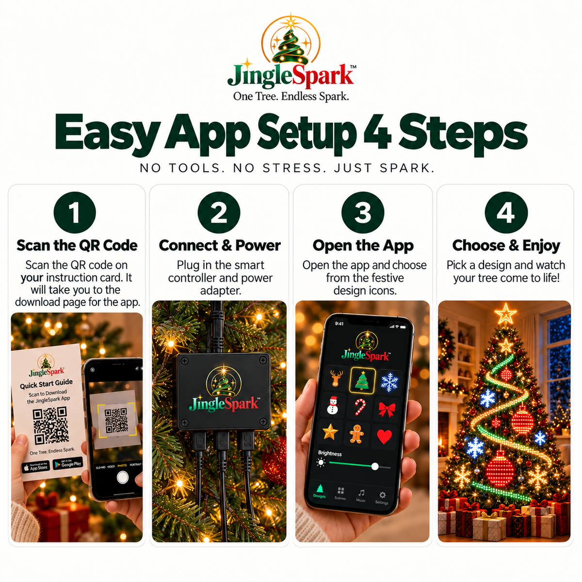 Hovela JingleSpark™ Smart RGBIC Christmas Tree Lights